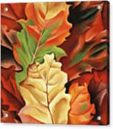 Autumn Leaves, Lake George, Ny - Modernist Nature Pattern Painting Acrylic Print