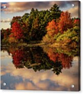 Autumn Pond Mirror Reflections In Nh Acrylic Print