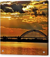 Autumn Sunset Behind Tacony-palmyra Bridge On The Delaware Acrylic Print