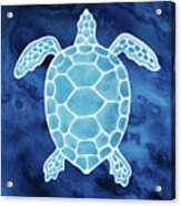 Baby Blue Turtle In The Deep Deep Sea Acrylic Print