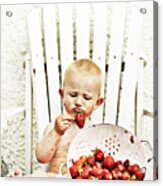 Baby Eating Strawberries Acrylic Print