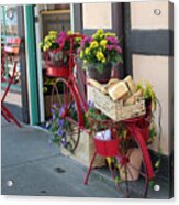 Bakery In Bicycle Basket At Solvang In Color Acrylic Print