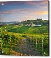 Barbaresco Village And Langhe Vineyards, Piedmont, Italy Acrylic Print