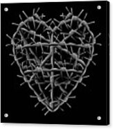Barbed Wire Heart On Black Acrylic Print