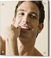 Bare Chested Young Man, Smiling, Portrait Acrylic Print