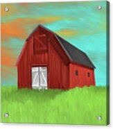 Barn And Sunset - Farmhouse Art By Shawn Conn Acrylic Print