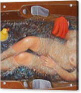 Bath #5 - Nude With Rubber Ducks Acrylic Print