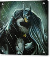 Batman In The Rain Acrylic Print