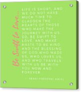 Be Swift To Be Kind Episcopal Prayer Christmas Colors Word Design Acrylic Print