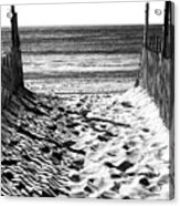 Beach Entry Black And White Long Beach Island Acrylic Print