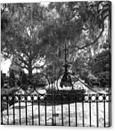 Beaufort South Carolina Gated Garden Statues Black White Prints Home Decor Acrylic Print