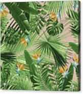Bird Of Paradise Jungle Leaves Dream #2 #tropical #decor #art Acrylic Print