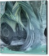 Bizarre Rock Formations Of The Marble Caves, Cuevas De Marmol, Lago General Carrera, Puerto Rio Tranquilo, Region De Aysen, Chile Acrylic Print