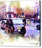 Black Cab On Streets Of London Acrylic Print