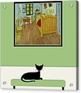 Black Cat Admires Van Gogh Bedroom Acrylic Print