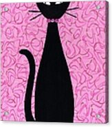Black Cat With Pink Rhinestone Collar Acrylic Print