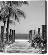 Black Florida Series - Boardwalk Beach In Key West Acrylic Print