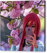 Blossom Girl With Red Hair Acrylic Print
