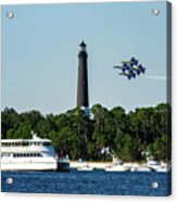 Blue Angels Over Pensacola Lighthouse And Ferry Acrylic Print
