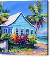 Blue Cottage On The Beach Acrylic Print
