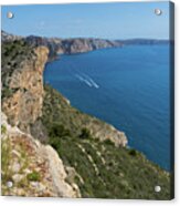 Blue Mediterranean Sea And Limestone Cliffs Acrylic Print