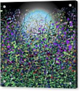 Blue Moon And Flower Meadow Acrylic Print
