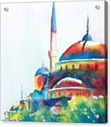 Blue Mosque Sun Kissed Domes Acrylic Print