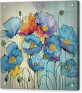 Blue Poppies Abstract Painting Acrylic Print