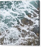 Blue Sea Water Flows Over The Rocks 3 Acrylic Print