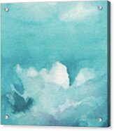 Blue Sky White Clouds Watercolor Painting Acrylic Print