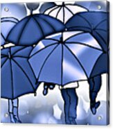 Blue Umbrella Huddle Acrylic Print