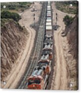 Bnsf 7784 Leads Three Other Units West At Cajon Pass Acrylic Print