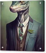 Boa In Suit Watercolor Hipster Animal Retro Costume Acrylic Print