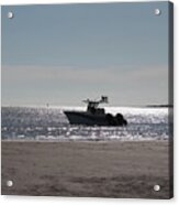 Boat Off Sand Dollar Island Acrylic Print