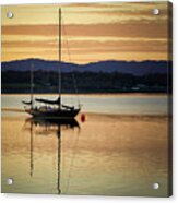 Boat On A Lake At Sunset Acrylic Print