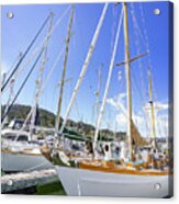 Boats At The Sausalito Harbor Docks In Sausalito California Dsc7097 Acrylic Print