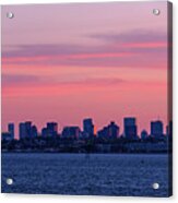 Boston Massachusetts Skyline Red Sunset Acrylic Print