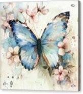 Botanical Blue Butterfly Acrylic Print