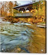 Boxley Valley Arkansas Covered Bridge And Adds Creek In Autumn Acrylic Print