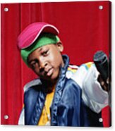 Boy (9-11) Holding Out Microphone, Close-up Acrylic Print