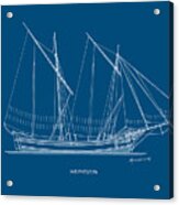 Bratsera - Traditional Greek Sailing Boat - Blueprint Acrylic Print