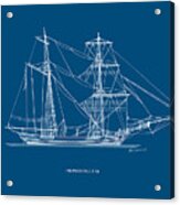 Bricogoletta - Traditional Greek Sailing Ship - Blueprint Acrylic Print