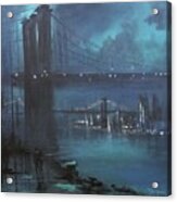 Brooklyn Bridge In Fog Acrylic Print