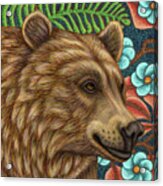 Brown Bear Floral Acrylic Print