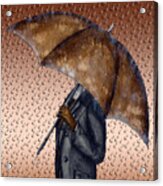 Brown Umbrella And Raindrops Acrylic Print