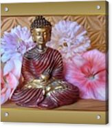 Buddha And Flowers Acrylic Print