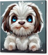 Buddha  Cute  White  And  Little  Brown  Shiz  Tzu  With  Big    C68da416  6516  47a8  Aed1  D164566 Acrylic Print