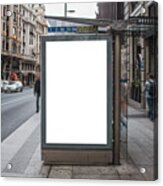 Bus Stop With Billboard Acrylic Print