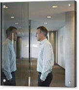 Businessman In Office, Side View Acrylic Print