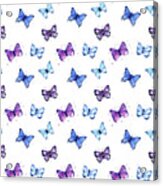 Butterfly Pattern Blue And Purple Acrylic Print